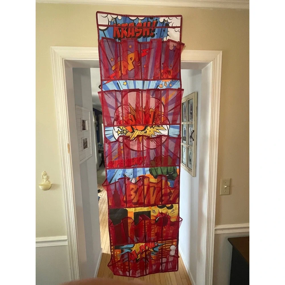 Superhero Over The Door Shoe Organizer 24 Mesh Pockets Comic Book Kids Storage